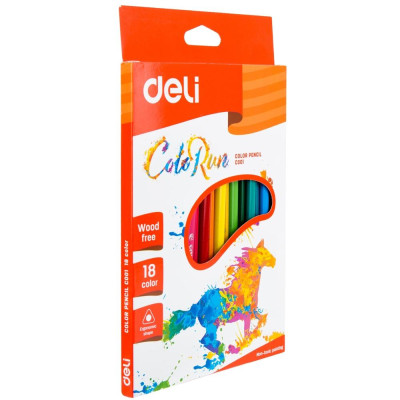 Hộp Bút Chì Màu 18 Màu - Colorun - Deli C00110
