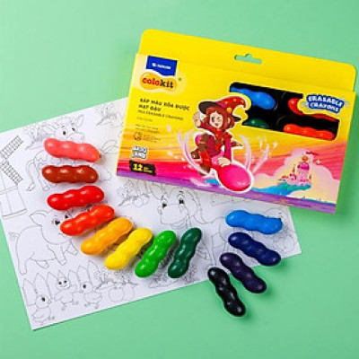 Hộp 12 Sáp Màu Rửa Được Hạt Đậu Colorkit - Thiên Long PCR-C017/AK