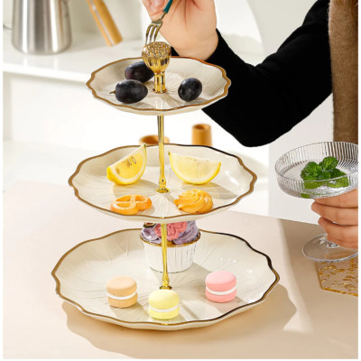 Khay Bánh Kẹo 3 Tầng Lá Sen - Khay Đựng Mứt Trái Cây Decor Tiệc, lễ Tết, Đĩa Khay Mứt 3 Tầng - HÀNG CHÍNH HÃNG MINIIN