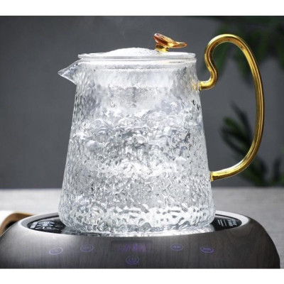 Ấm Pha Trà Thủy Tinh Có Lõi Lọc Quai Vàng Cao Cấp 500ml