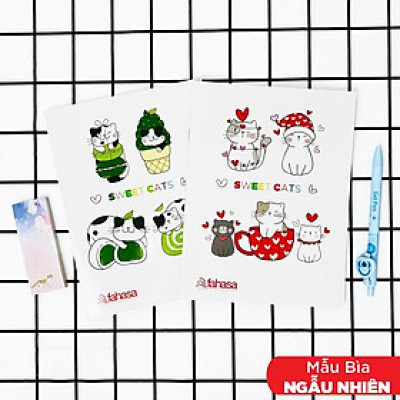 Combo 5 Tập Học Sinh Mèo Đôi - 4 Ô Ly 96 Trang 120gsm - Fahasa 02 (Mẫu Bìa Giao Ngẫu Nhiên)