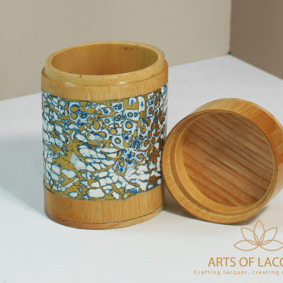 Lọ Tre Sơn Mài Khảm Trai Xanh Biển