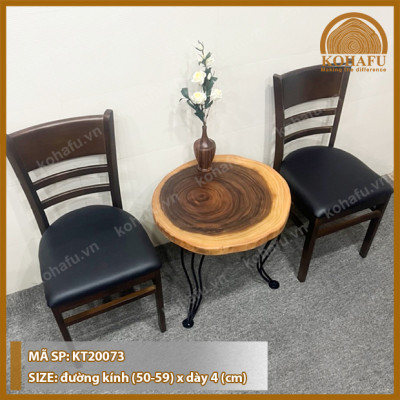 Bàn Trà / Bàn cafe Gỗ Me Tây Nguyên Tấm Tự Nhiên (50-60)cm - Chân sắt hairrpin cong độc đáo