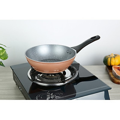 Chảo vân đá chống dính đáy từ 20 cm Greencook GCP221-20IH - Hàng Chính Hãng