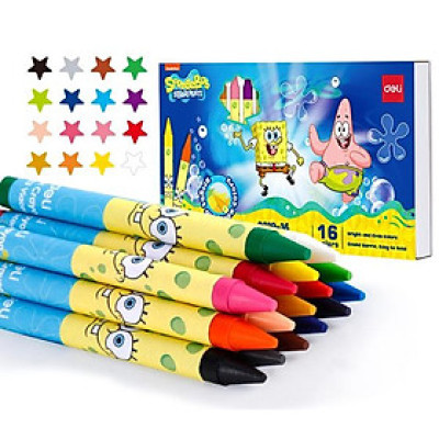 Hộp 16 Bút Sáp Màu - Hình Bọt Biển Spongebob - Deli EC219-16