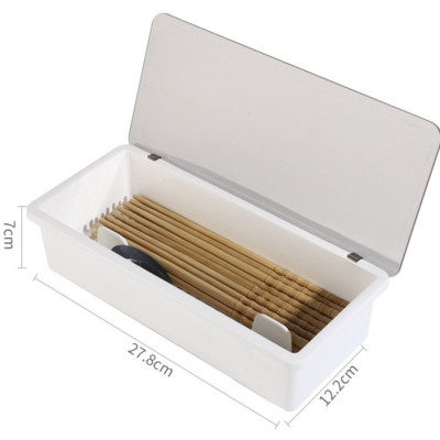 Hộp Nhựa Đựng Muỗng Đũa An Toàn có vách ngăn dáo nước ( Màu Trắng )