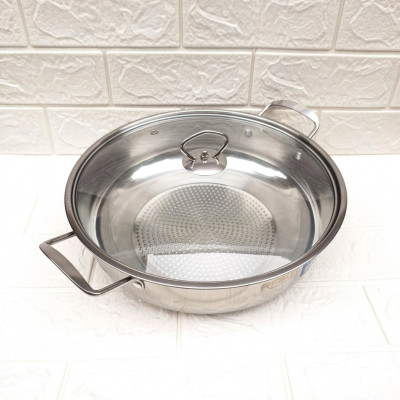 Nồi Lẩu Thái ORKIN 3 Đáy iNOX 304 và nồi lẩu 1 đáy Đường Kính 30Cm, Sử Dụng Các Loại Bếp