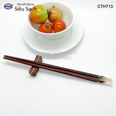 Đũa gỗ Cẩm Lai đầu cẩn thạch chéo (10 đôi/Hộp) ️CTH713 - An toàn khi sử dụng với mọi người
