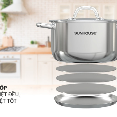 Bộ nồi chảo inox 5 đáy Sunhouse SHG995