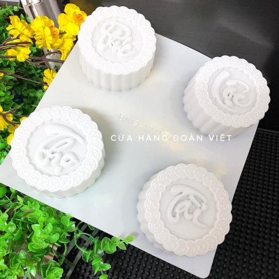 (COMBO 4 KHUÔN) Khuôn Nhấn Xôi, Khuôn Xôi, Khuôn Rau Câu Hình PHÚC LỘC THỌ TÀI 9 cm - Khuôn Nhựa, Sắc Nét. Chuyên phục v