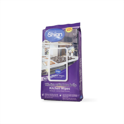 Khăn ướt lau bếp SHIAN đánh bay dầu mỡ nhanh chóng, dịu nhẹ với da tay - Gói Lớn 45 tờ