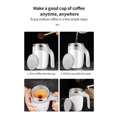 Cốc Khuấy Tự Động Pha Cafe, 380ml Dùng Pin Lõi Inox 304 Không Rỉ Giữ Nhiệt Tốt - HÀNG CHÍNH HÃNG