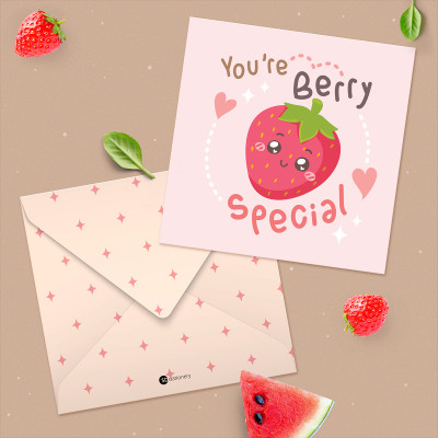 Set 6 thiệp tình yêu, valentine, tỏ tình, cặp đôi SDstationery FRUITY 2x12 minh họa trái cây dễ thương cute thông điệp tiếng Anh vui nhộn
