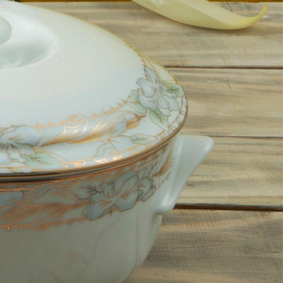 Âu sứ hai tai hoa dây đựng cơm, canh tiện lợi Long Phương