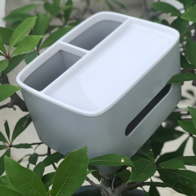 Hộp đựng giấy ăn để bàn có thêm 2 ngăn đựng đồ - màu sắc giao ngẫu nhiên