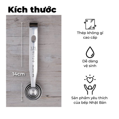 Bộ Muỗng Đong Định Lượng KAI Nhật Bản - Select 100 - Bộ 4 Cái/5 Cái