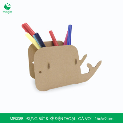 MFK08B - Đựng bút & kệ điện thoại bằng giấy carton - Hộp bút kiểu dáng Cá voi - 16x6x9 cm