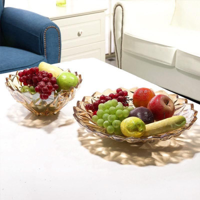 KHAY THỦY TINH CAO CẤP ĐỰNG HOA QUẢ BÁNH KẸO MÀU VÀNG - ANTH687