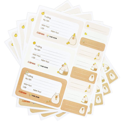 Bộ 15 Nhãn Vở Học Sinh 3 Ô Friendly Ambassador Kèm Sticker - The Sun V1