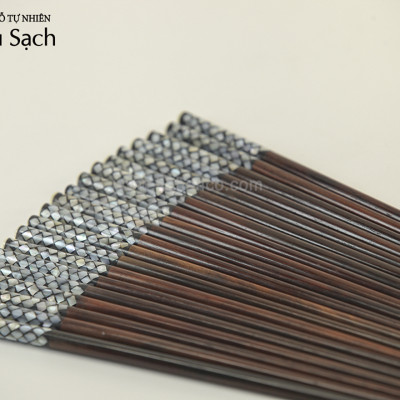 Đũa gỗ Trắc đầu cẩm xà cừ đẹp (Hộp 10 đôi) CTH757 - Tặng kèm hộp đẹp làm quà biếu - Sang trọng trên bàn ăn