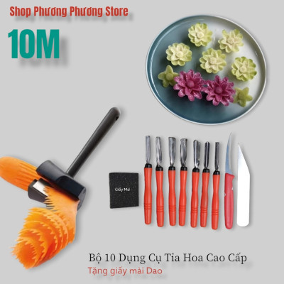 Sét 10 món dụng cụ - dao tỉa hoa quả nghệ thuật cao cấp