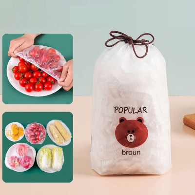 COMBO 3 Túi Màng Bọc Thực Phẩm Co Giãn Siêu Dai Có Chun Kèm Túi Gấu - Mũ Chùm Đầu Dùng 1 Lần Tiện Lợi