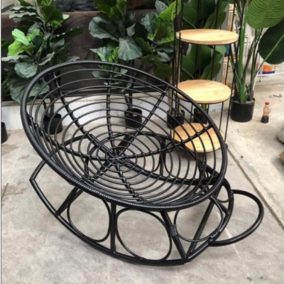 Hàng Cao Cấp Ghế lười bập bênh nệm tròn thư giãn, đọc sách Papasan khung sắt mây nhựa  - Giá Tại Xưởng