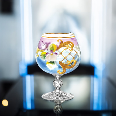 Bộ 2 ly Brandy, cognac 250ml mạ vàng 24k đắp nổi Tuyệt đẹp