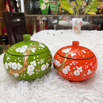 Hủ Cam Sơn Mài Cao Cấp Đựng Bánh Kẹo. Trang Trí Bàn Văn Phòng, Phòng Khách, Quà tặng ý nghĩa