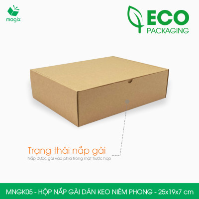 MNGK05 - 25x19x7cm - COMBO 60 HỘP CARTON NẮP GÀI HÔNG CÓ KEO NIÊM PHONG - THÙNG HỘP CARTON ĐÓNG HÀNG