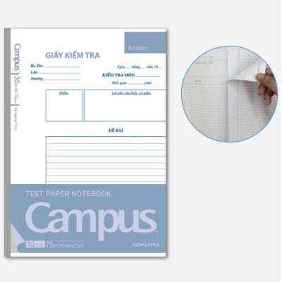 Giấy Kiểm Tra Kẻ Ngang Dạng Vở - Campus TPN-B5L30 (30 Tờ Đôi)