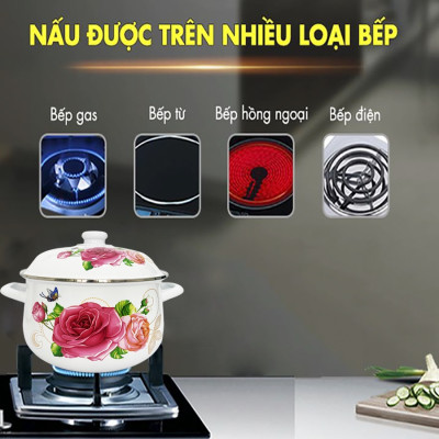 GALEN - COMBO 2 Nồi Men Cao Cấp Size 18cm & 24cm Dung Tích 2L & 4.5L Nấu Được Trên Mọi Loại Bếp, Dày, Không Tróc Men