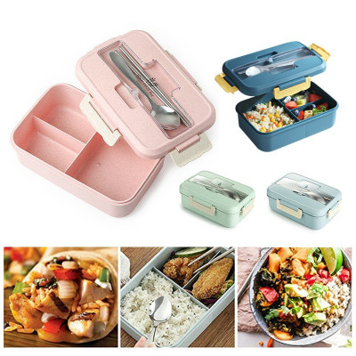 Hộp Cơm Văn Phòng Giữ Nhiệt Tiện Ích Hiện Đại 3 Ngăn Kèm Bộ Đũa Thìa INOX – Chất Liệu Lúa Mạch An Toàn Cho Sức Khỏe – Hàng Chính Hãng MINIIN