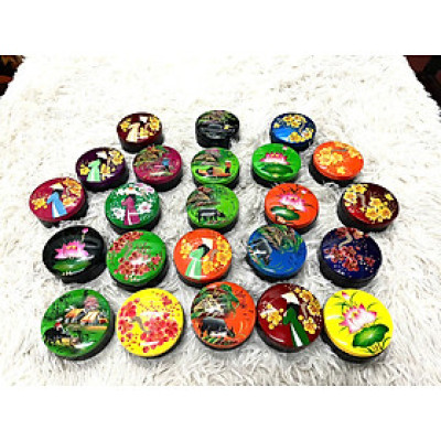 Hộp phấn tròn sơn mài cao cấp Thanh Bình Lê size 10x5 cm đựng đồ vật nhỏ, bánh kẹo mứt, trang trí