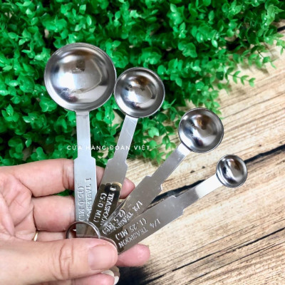 Muỗng Đong Định Lượng Inox - Bộ 4 Cây. Chuyên phục vụ Sp Gia dụng, Khuôn làm bánh, Dụng cụ học Sinh, Nhà hàng, Quán ăn