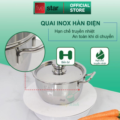 Bộ nồi 3 đáy inox 430 Thân Cool  Standard nắp inox FS-B3010 (Kích thước 16cm - 20cm - 24cm), tặng 1 vá canh