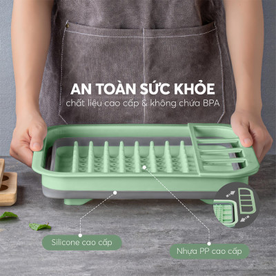 Rổ Đựng Chén Đĩa Gấp Gọn Elmich EL8412, Hàng Chính Hãng, Chất Liệu Nhưạ PP, Có Nhiều Ngăn, Nhanh Ráo Nước - JoyMall