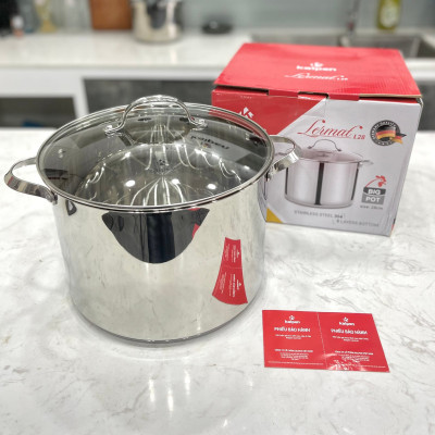 Nồi luộc gà inox 304 cao cấp 5 đáy Kalpen Lermat dung tích 12L/15L, bảo hành 5 năm chuẩn Đức