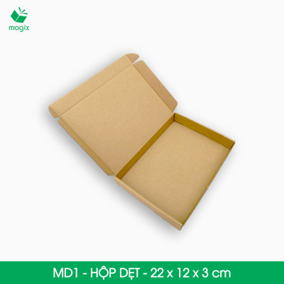 MD1 - 22x12x3 cm - 25 Thùng hộp carton trơn đóng hàng