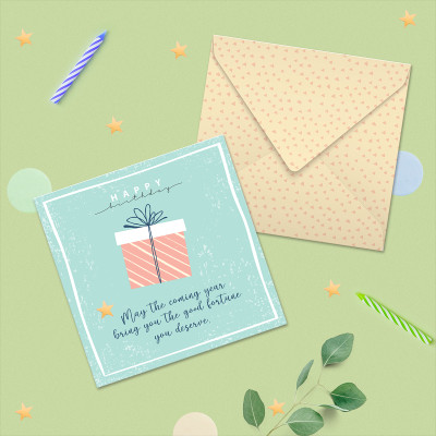 Set 4 thiệp chúc mừng sinh nhật SDstationery LOVELY DAY 12x12 màu pastel nhẹ nhàng minh họa trang nhã câu chúc tiếng Anh ý nghĩa