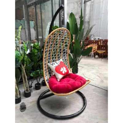 Hàng Siêu Cấp Xích đu đan, ghế lười, nôi treo thư giãn đọc sách sân vườn mây nhựa, dáng hình thìa  - Giá Tại Xưởng