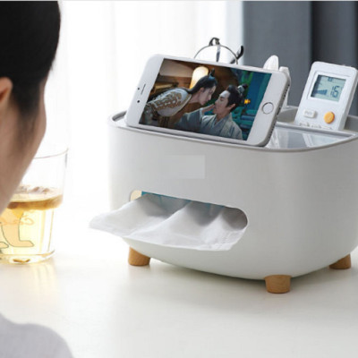 Hộp đựng khăn giấy, remote, điện thoại để bàn cao cấp, Kệ lưu trữ đồ dùng đa năng siêu tiện dụng