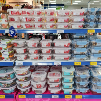 Bộ 3 hộp cơm thủy tinh chịu nhiệt COBACOOK hình tròn 400m Kèm túi COBACOOK _ CCR43BS