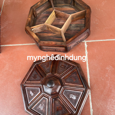 Hộp đựng bánh kẹo đa năng bằng gỗ trắc đỏ đen 30x15cm 