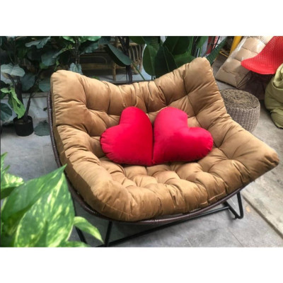 Hàng Cao Cấp Ghế lười bập bênh nệm vuông thư giãn, đọc sách Papasan khung sắt mây nhựa  - Giá Tại Xưởng