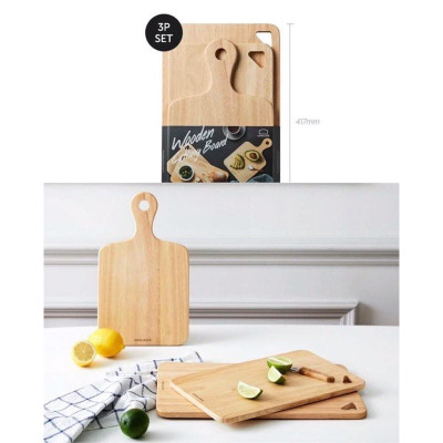 Bộ 3 Thớt Gỗ Cây Cao Su Cao Cấp LWC001S3 (cam kết hàng chính hãng)