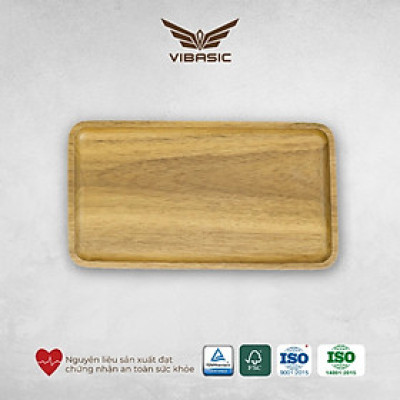 Khay gỗ keo đa năng hình chữ nhật Vibasic, đa dạng kích thước, chụp hình decor đựng đồ trang trí