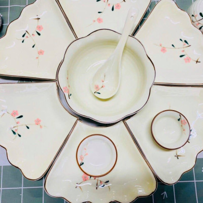 BỘ BÁT ĐĨA MẶT TRỜI ĐÀO HỒNG 23 CHI TIẾT