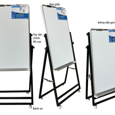 Bảng Flipchart sơn tĩnh điện màu đen 60x100cm-Mặt bảng trắng không ô ly-bảng giá rẻ BAVICO 