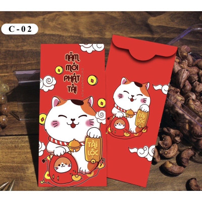 Com bo 10 xấp 100 bao xì xì Tết  truyền thống đa dạng nhiều màu , nhiều mẫu dễ thương và cute 